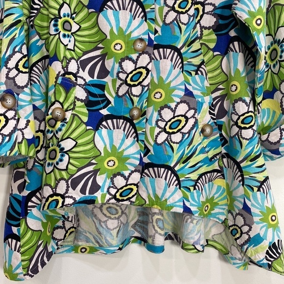 For Cynthia Retro  Hippie Vibes Linen Blend Blouse Women's Medium - Picture 3 of 11
